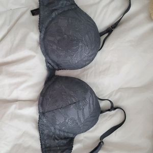 NWOT 32C add 2 cup Gray Blue Lace Push Up Bra VS